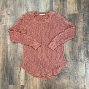 Pink Republic Cable Knit Sweater Rust Textured Long Sleeve Women’s Large